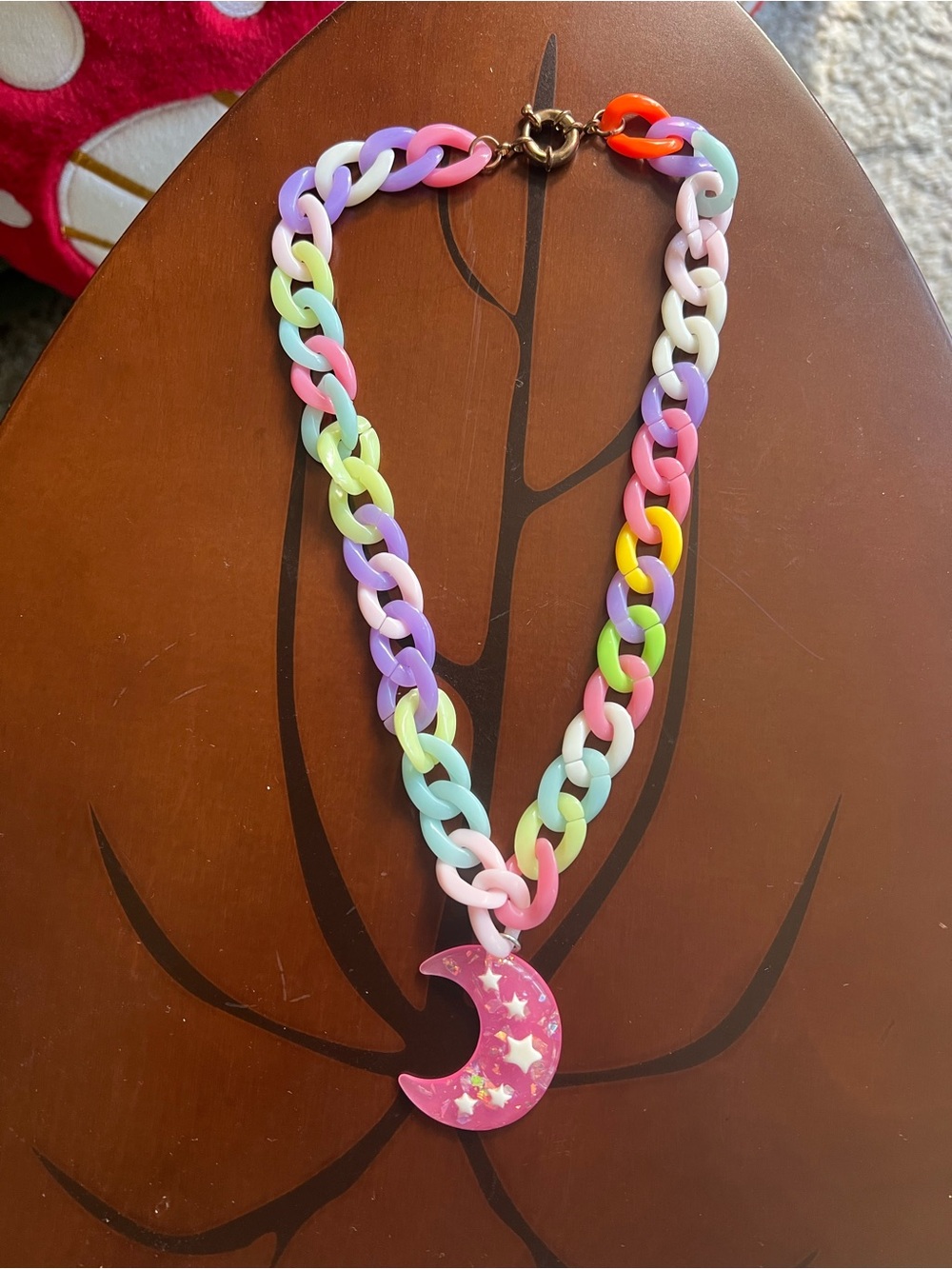 Kids Pastel Rainbow Link Necklace with Star Moon Pendant